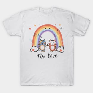 My Rainbow Cat is My Valentine T-Shirt